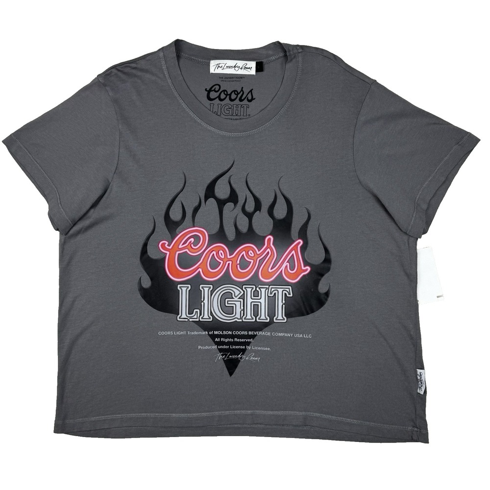 The Laundry Room T Shirt Womens Small Coors Light Flame Grey Y2K‎ Streetwear
